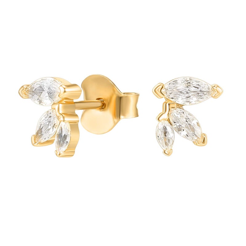 PAVOI 14K Yellow Gold Plated Constellation Ear Climbers | 3 Stone Ear Crawler Earrings for Women - Image 1