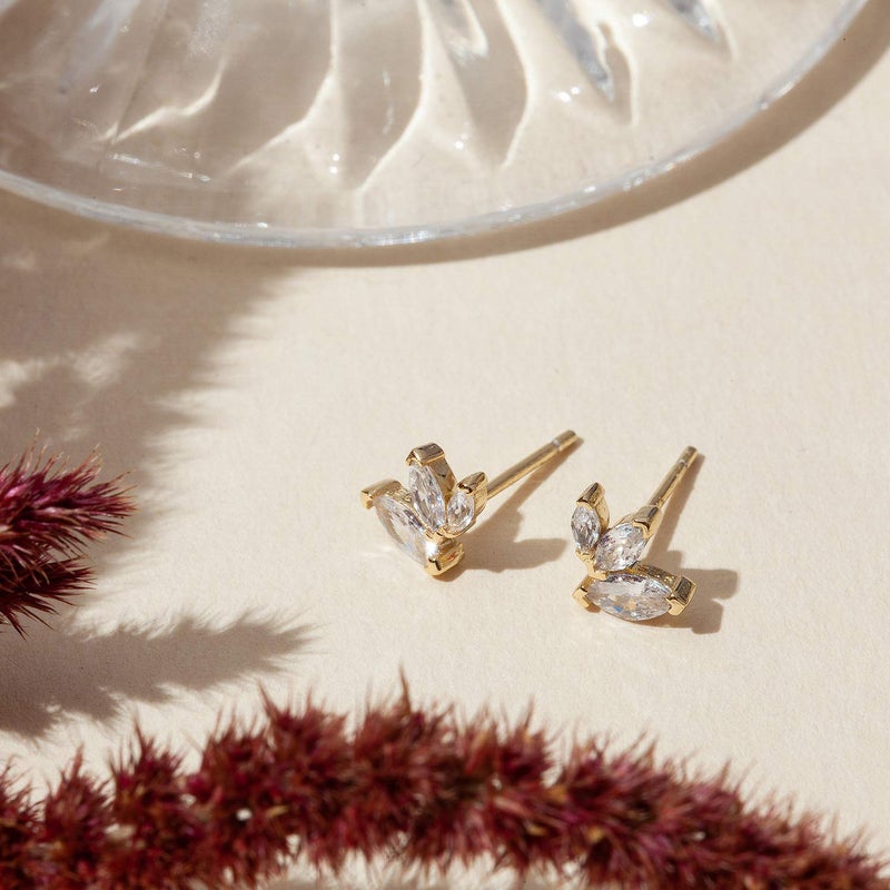 PAVOI 14K Yellow Gold Plated Constellation Ear Climbers | 3 Stone Ear Crawler Earrings for Women - Image 3