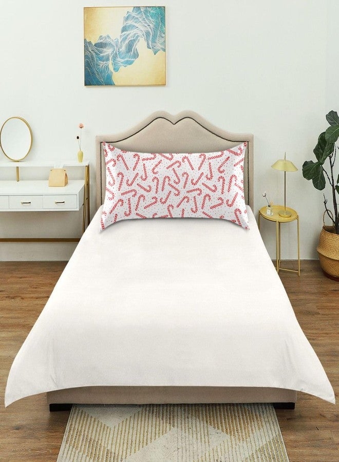 Dalzium Christmas Satin Pillowcase for Hair and Skin, Red Candy Canes Silk Pillow Case Soft and Cozy Body Pillow Covers Standard Size with Envelope Closure - Image 3