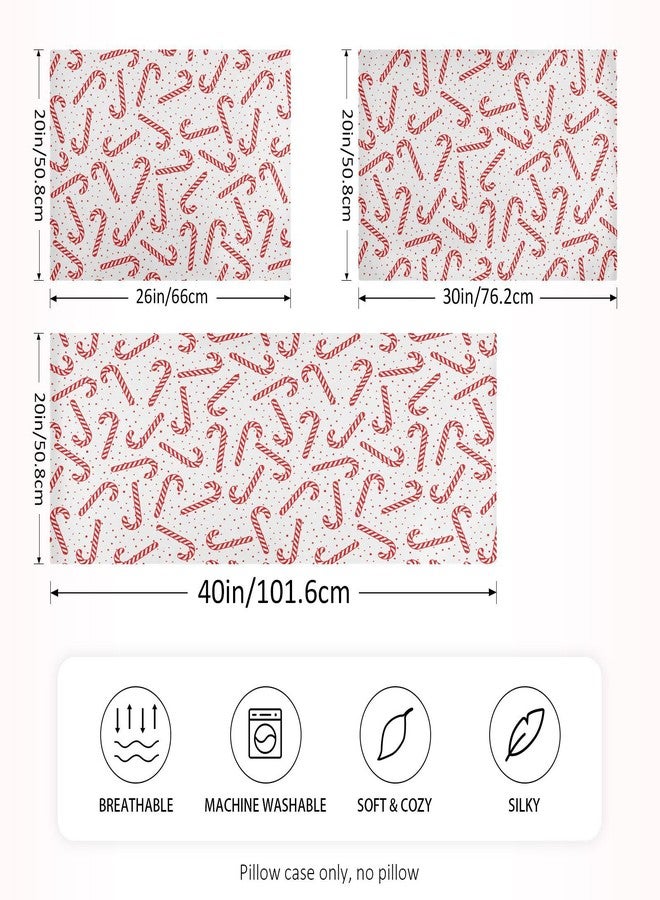 Dalzium Christmas Satin Pillowcase for Hair and Skin, Red Candy Canes Silk Pillow Case Soft and Cozy Body Pillow Covers Standard Size with Envelope Closure - Image 2