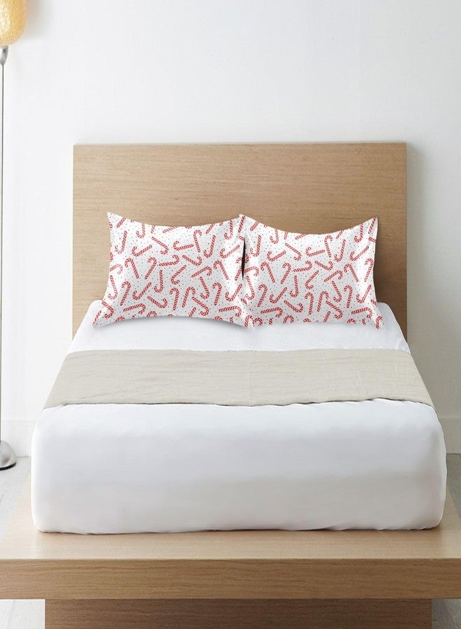 Dalzium Christmas Satin Pillowcase for Hair and Skin, Red Candy Canes Silk Pillow Case Soft and Cozy Body Pillow Covers Standard Size with Envelope Closure - Image 5