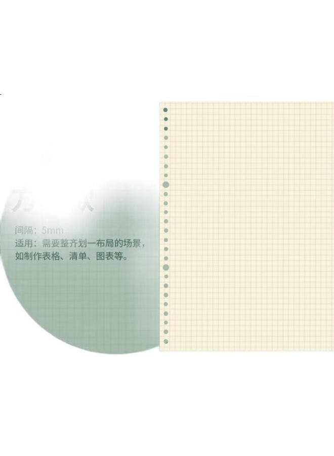 Tango B5 Loose-Leaf Refill Paper Grid Style, For Postgraduate Exam Review Error Correction Record Grid Journal Process Chart, Universal 26-Hole Detachable Universal Replacement Refill, 60 Sheets - Image 1