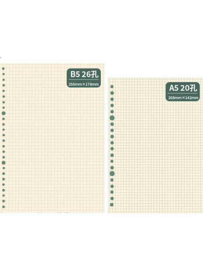 Tango B5 Loose-Leaf Refill Paper Grid Style, For Postgraduate Exam Review Error Correction Record Grid Journal Process Chart, Universal 26-Hole Detachable Universal Replacement Refill, 60 Sheets - Image 2