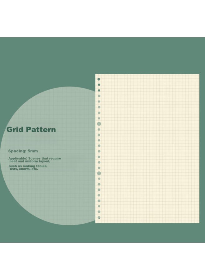 Tango B5 Loose-leaf Refill Paper Grid Style, For Postgraduate Exam Review Error Correction Record Grid Journal Process Chart, Universal 26-hole Detachable Universal Replacement Refill, 60 Sheets - Image 2