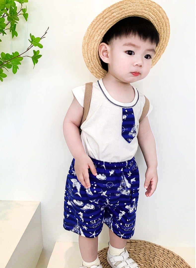 Infant Baby Boy Tiny Sailor Short Sleeve Baby Romper Outfit Summer Clothes - Image 2