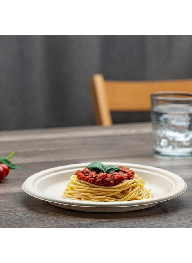 Comfy Package Comfy Package [9 Inch - 125 Pack Paper Plates, 100% Compostable Plates Heavy-Duty - Kraft Biodegradable Plates, Disposable Sugarcane Paper Plates - Brown Unbleached  - Image 5