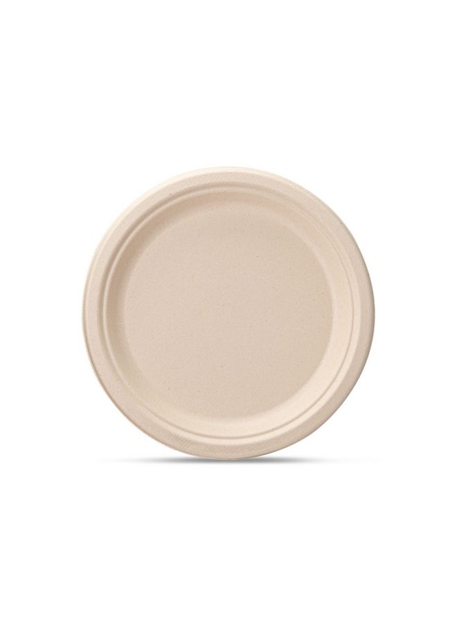 Comfy Package Comfy Package [9 Inch - 125 Pack Paper Plates, 100% Compostable Plates Heavy-Duty - Kraft Biodegradable Plates, Disposable Sugarcane Paper Plates - Brown Unbleached  - Image 2