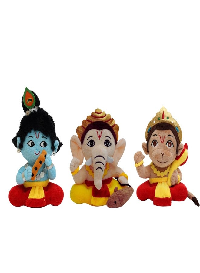 Panda's Box Mantra Chanting Baby Krishna, Hanuman & Ganesha | Interactive Musical Soft Stuffed Plush Toy | Non-Toxic, Safe | Best Birthday Gift for Newborn Kids (Boys, Girls) | Pack of 3-Small - Image 1