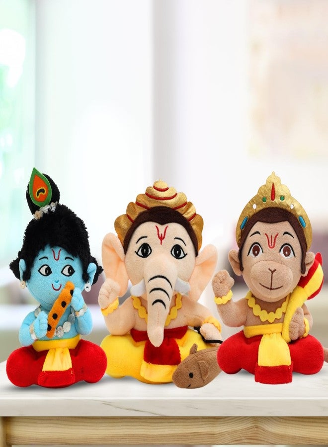 Panda's Box Mantra Chanting Baby Krishna, Hanuman & Ganesha | Interactive Musical Soft Stuffed Plush Toy | Non-Toxic, Safe | Best Birthday Gift for Newborn Kids (Boys, Girls) | Pack of 3-Small - Image 3