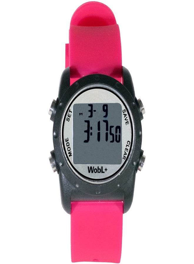 WobL+ World's Smallest & Best Waterproof Vibrating 9 Alarms + Countdown Timer Wristwatch (Pink) Sports/Medicine/Meeting/Potty Reminders - Image 1
