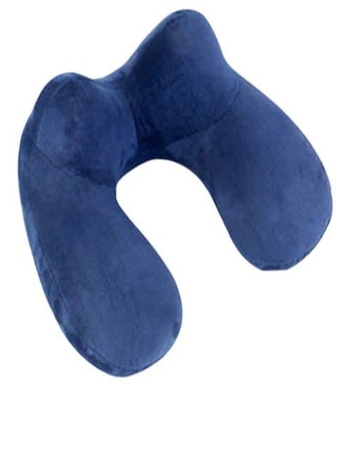 Aeoss Travel Pillow, Inflating Neck Pillow with Soft Velvet Cover, Eye Mask & Ear Plug Washable for Airplanes (Blue) - Image 1