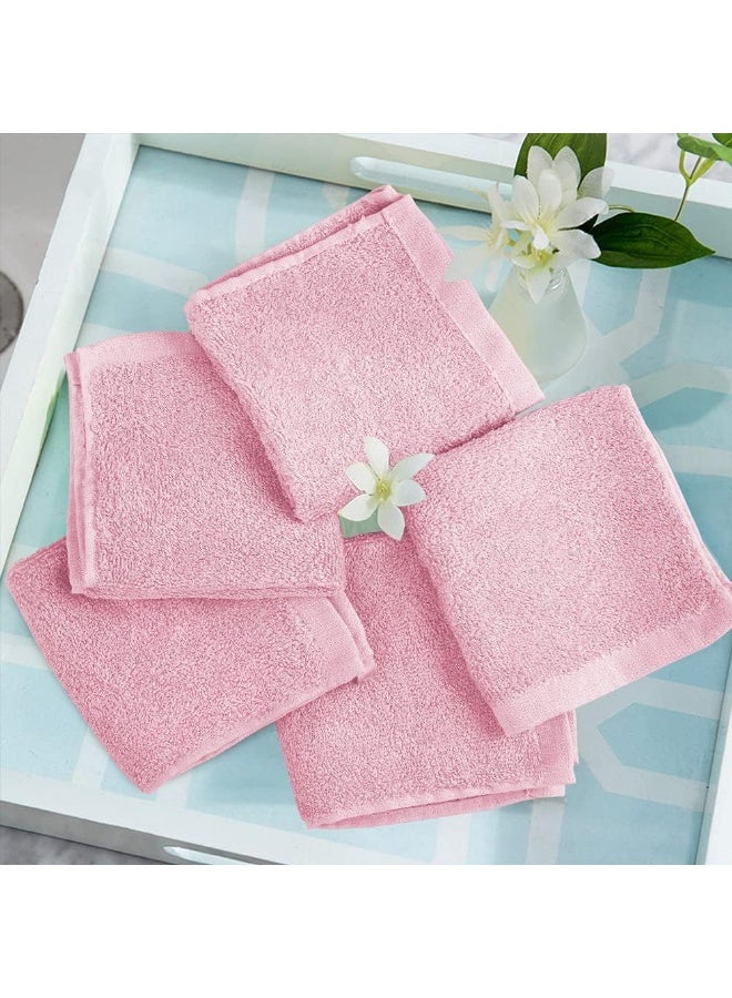 YOOFOSS Yoofoss Luxury Washcloths Towel Set 10 Pack Baby Wash Cloth for Bathroom-Hotel-Spa-Kitchen Multi-Purpose Fingertip Towels and Face Cloths 10'' x 10'' - Pink - Image 2