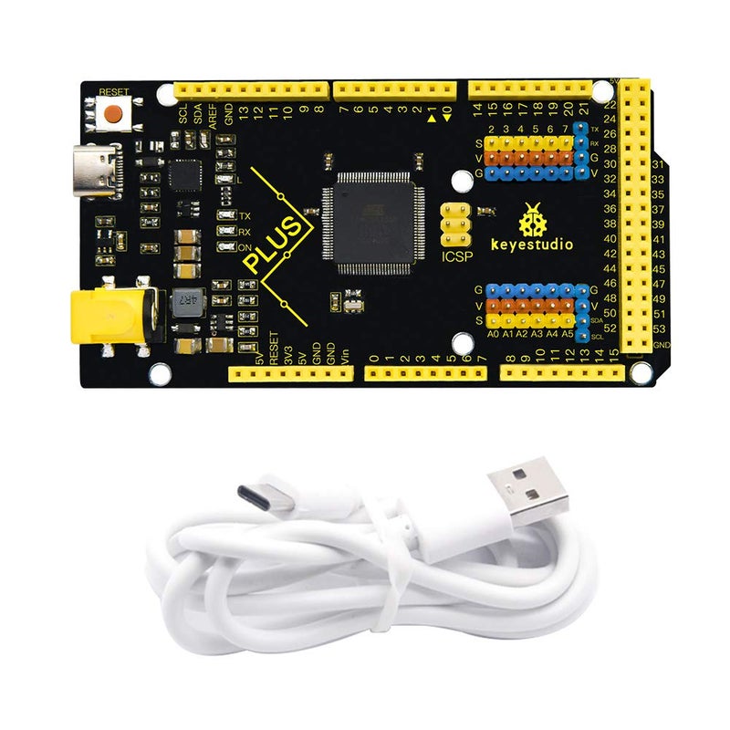 KEYESTUDIO Mega Plus 2560 R3 Board for Arduino with Type-C USB Cable, 2A Output, More Powerful MCU Contoller Board - Image 1