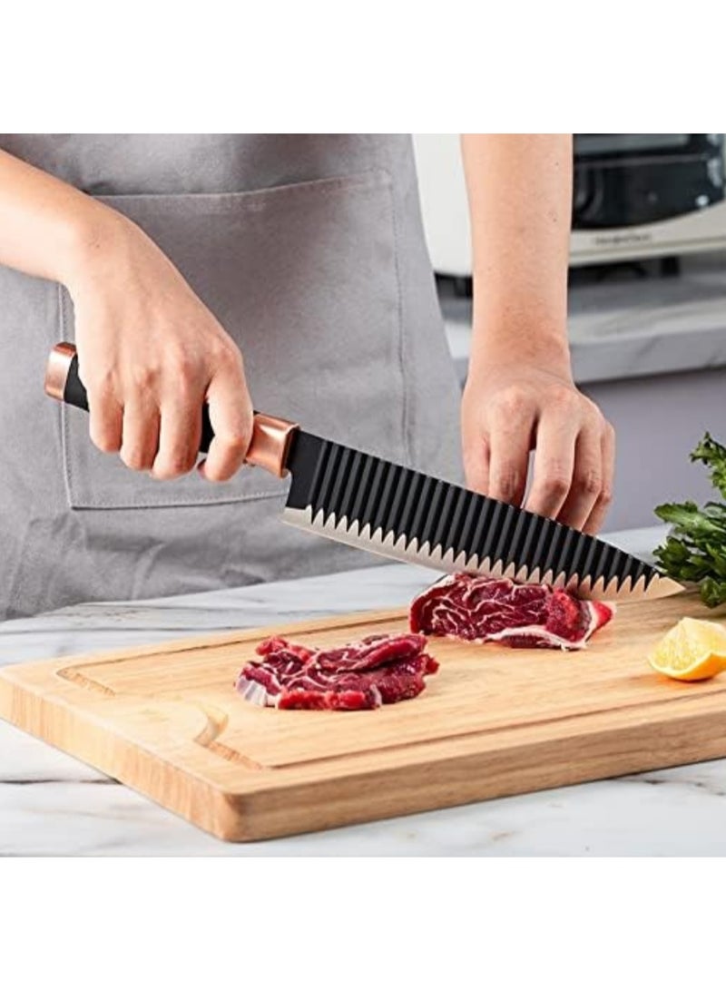 Kitchen Knife Set 6 Pcs includes a chopper, bread knife, paring knife, scissors, and ceramic peeler with sharp blades for cutting meat, vegetables, and fruits. | WIDGETS MATRIX - Image 3