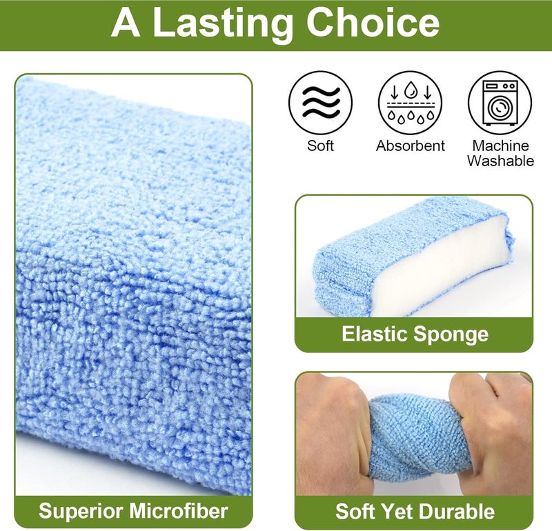 Mkobon 8 PCS Microfiber Applicator Pad, 4.7"x3.1" Scratch-Free Foam Buffing Scrub Pads, Car Wash Sponges for Effortless Detail Polishing, Waxing, Tire Shining, Interior Cleaning, Scrubbing (Blue) Classic modern blend design - Image 3