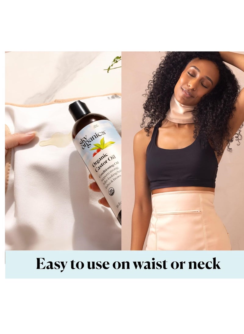 Sky Organics Sky Organics 16oz Castor Oil w/Wraps | Reusable Organic Castor Oil Pack | Adjustable Elastic Straps Cotton Durable Easy to Use  - Image 4