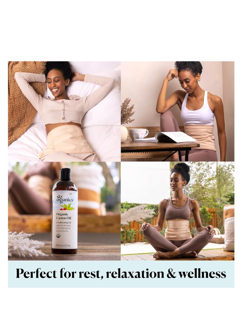 Sky Organics Sky Organics 16oz Castor Oil w/Wraps | Reusable Organic Castor Oil Pack | Adjustable Elastic Straps Cotton Durable Easy to Use  - Image 3