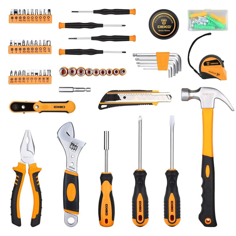 DEKOPRO 100 Piece Home Repair Tool Set,General Household Hand Tool Kit with Plastic Tool Box Storage - Image 4