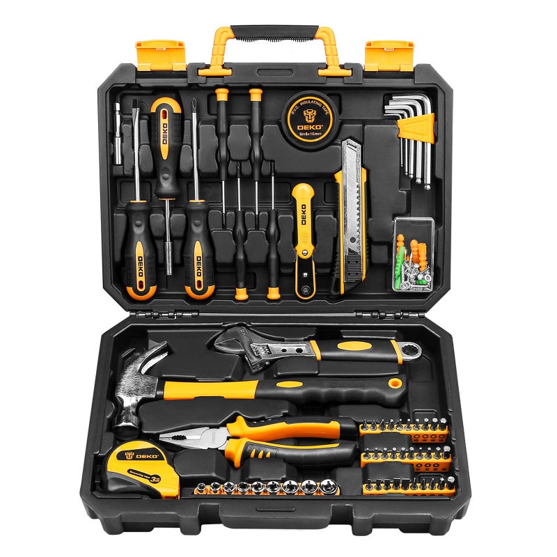 DEKOPRO 100 Piece Home Repair Tool Set,General Household Hand Tool Kit with Plastic Tool Box Storage - Image 1