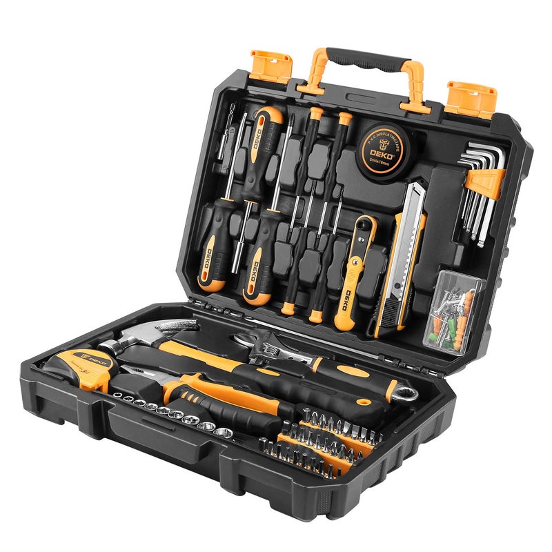 DEKOPRO 100 Piece Home Repair Tool Set,General Household Hand Tool Kit with Plastic Tool Box Storage - Image 2