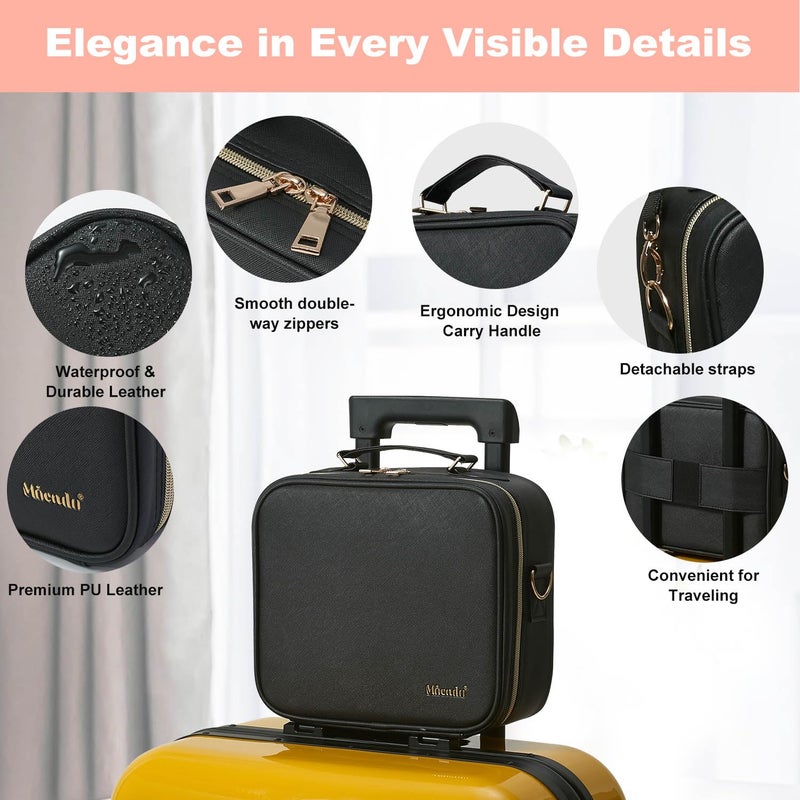 Mocado Travel Makeup Bag with LED Lighted Mirror,Travel Makeup Organizer,Makeup Case with 3 Color Lighted Setting and 10x Magnifying Mirror,Portable Storage and Adjustable Dividers Makeup Box(Black) - Image 2