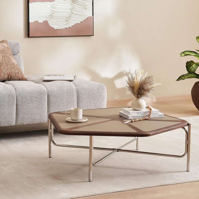 ADEN COFFEE TABLE VENEER - WALNUT SILVER
