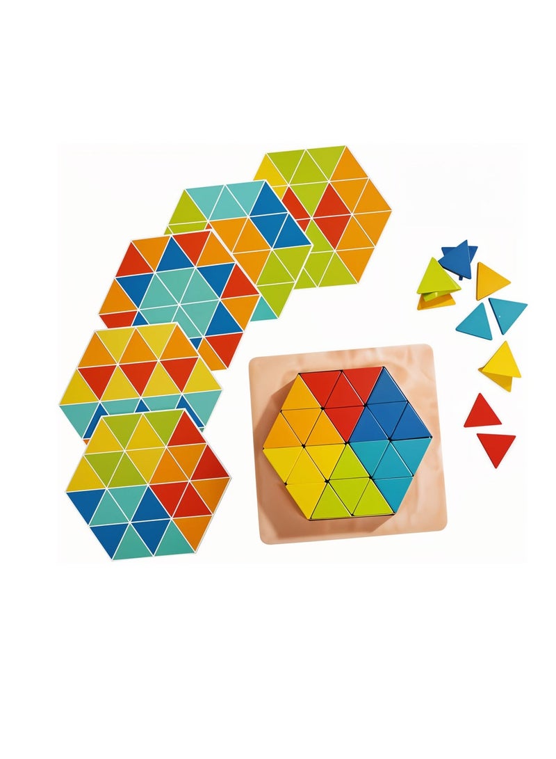 Playtive Wooden Mosaic Puzzle Set , 43 Colorful Geometric Pieces for Kids Ages 3+, Educational Toy for Shape and Color Recognition, Fine Motor Skills, Logical Thinking & Creativity & Durable Wood - Image 3