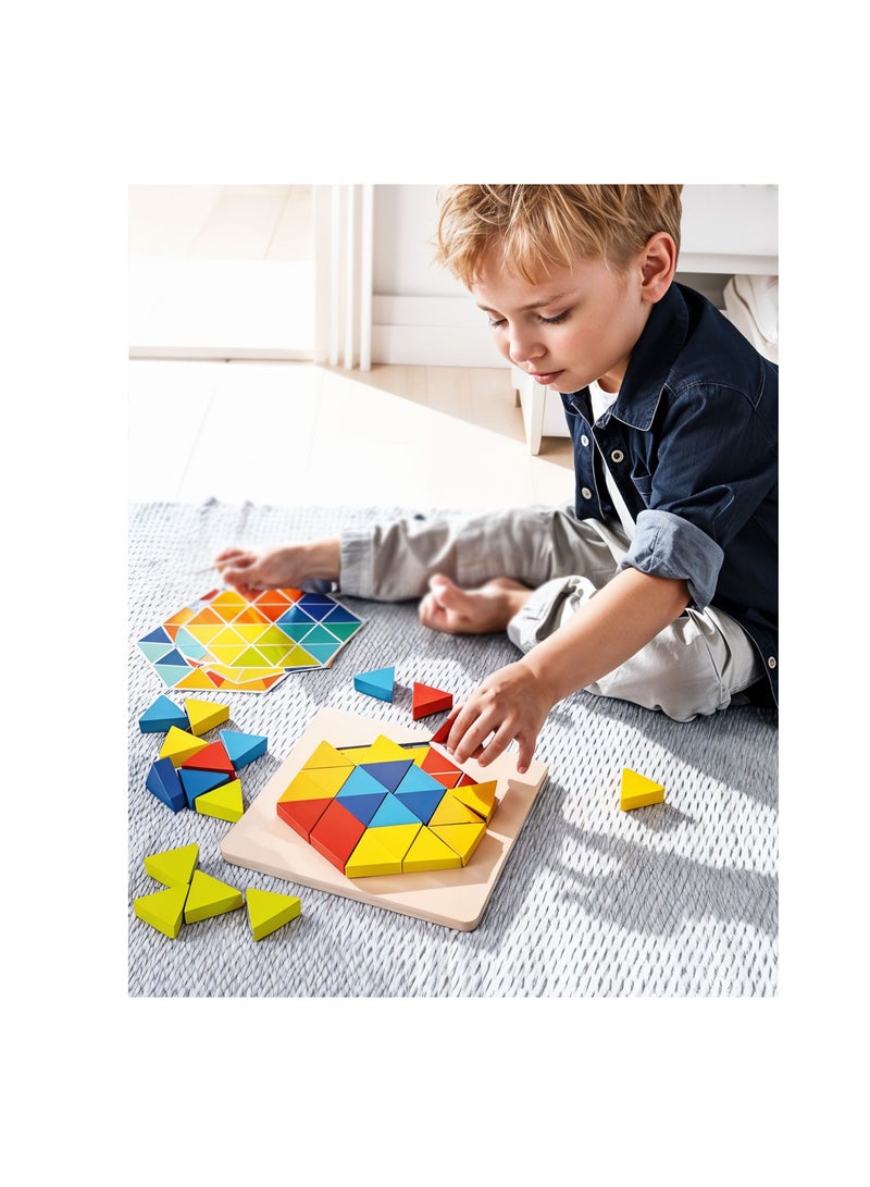 Playtive Wooden Mosaic Puzzle Set , 43 Colorful Geometric Pieces for Kids Ages 3+, Educational Toy for Shape and Color Recognition, Fine Motor Skills, Logical Thinking & Creativity & Durable Wood - Image 4
