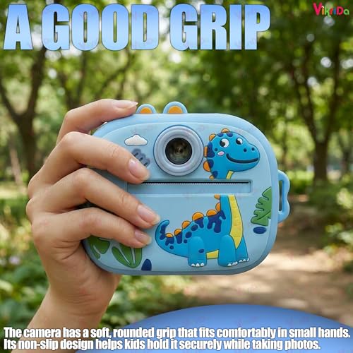 VikriDA Instant Print Camera for Kids | 1080P HD Digital Camera with Video Recording, Built-in Printer, Fun Filters & Stickers - Dino Instant Digital Camera - Image 4