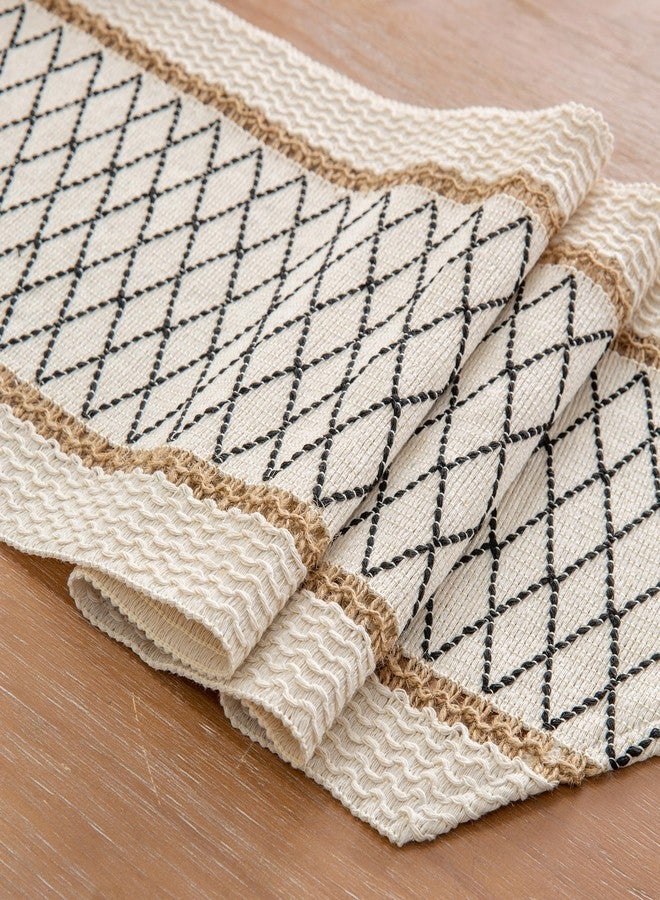 Mayler Yee Table Runner, Boho Style with Tassels, Cotton & Linen, Farmhouse Home Decor for Living Room Dresser Scarfs (12x36Inch, Black & Beige) - Image 4