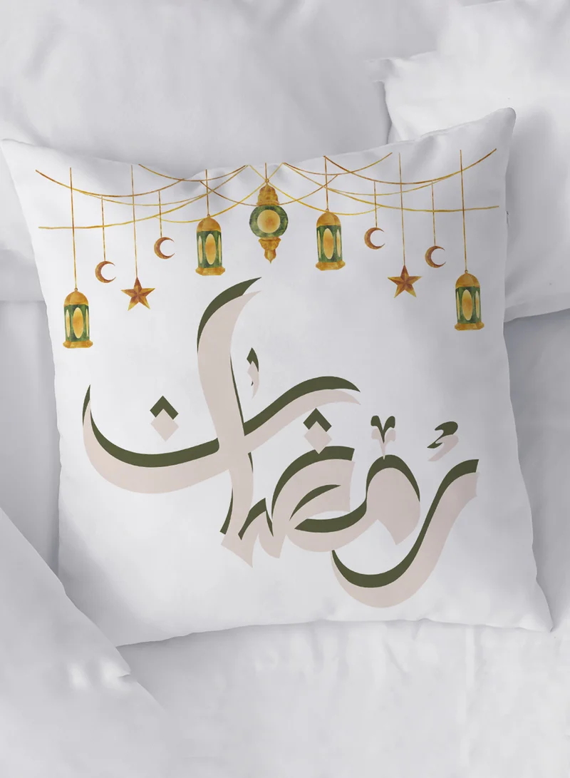 لوحة غطاء وسادة من البوليستر بتصميم هلال وفوانيس رمضان