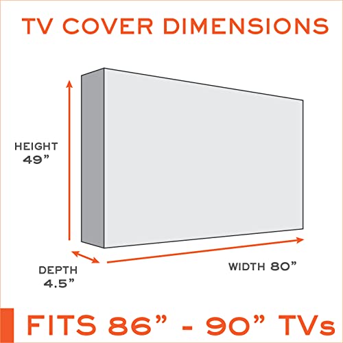 Bozzcovers Outdoor TV Cover 86-90 inch - WITH FRONT FLAP - Weatherproof, Waterproof protection, Soft Interior, With Bottom cover - Black - Image 2