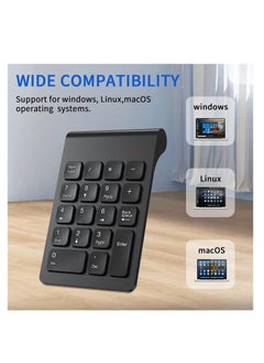 Generic Wireless Numeric Keypad, Portable 2.4G Wireless Number Pad with USB Receiver, 18 Key Mini Keyboard for Laptop, Notebook, Desktop, Surface Pro - Black  - Image 5