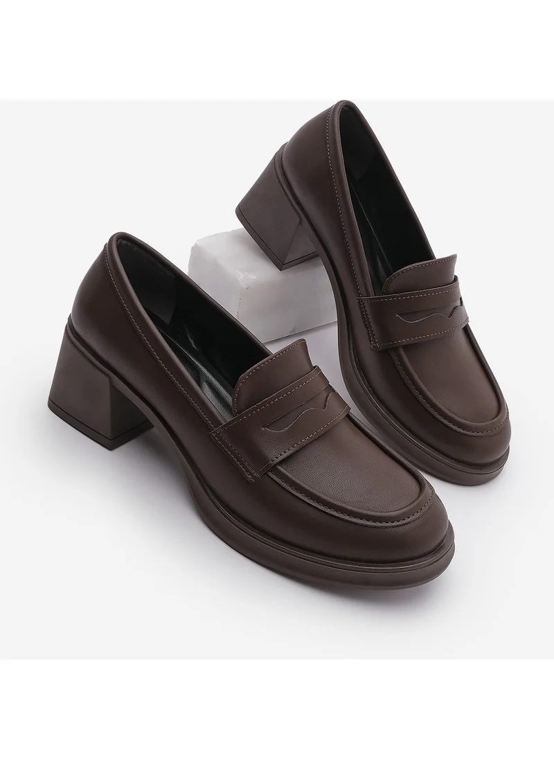 MARJIN Women's Loafer Thick Heeled Casual Shoes Seriz