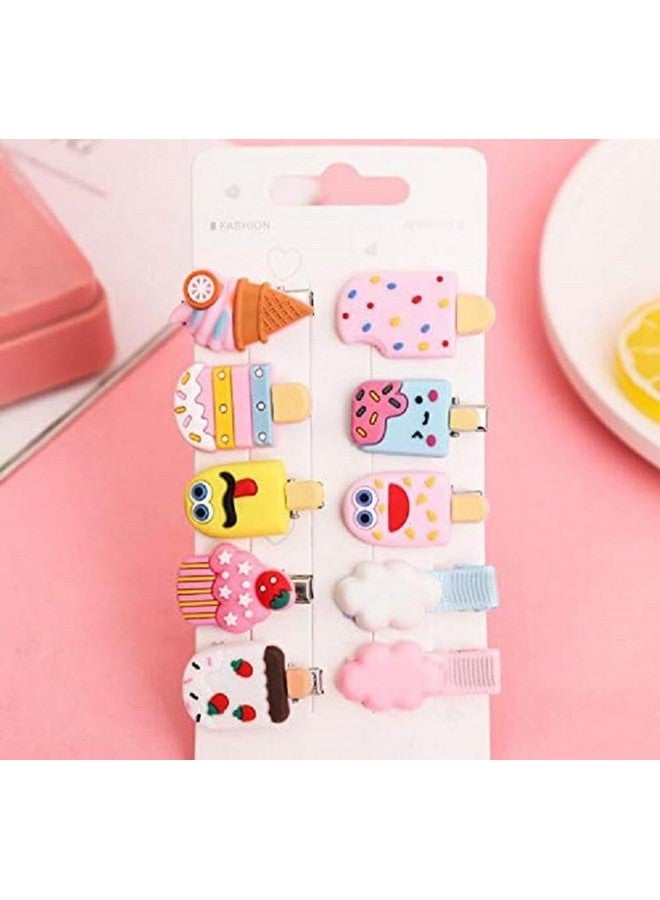 Blubby 20pcs Rainbow Unicorn, Ice Cream, Fruits, Cartoon Hair Clips & Barrettes Set Hair Accessories for Kids, Girls & Toddlers - Image 3