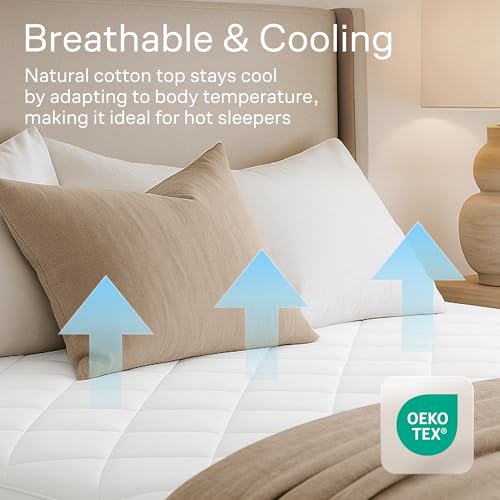 Niagara Sleep Solution Niagara Cotton Mattress Pad Full 54x75 - Non Noisy Cooling Breathable Ultra Plush Absorbent Protector Extra Deep Fits 20 Inches Deep Mattress - Image 3