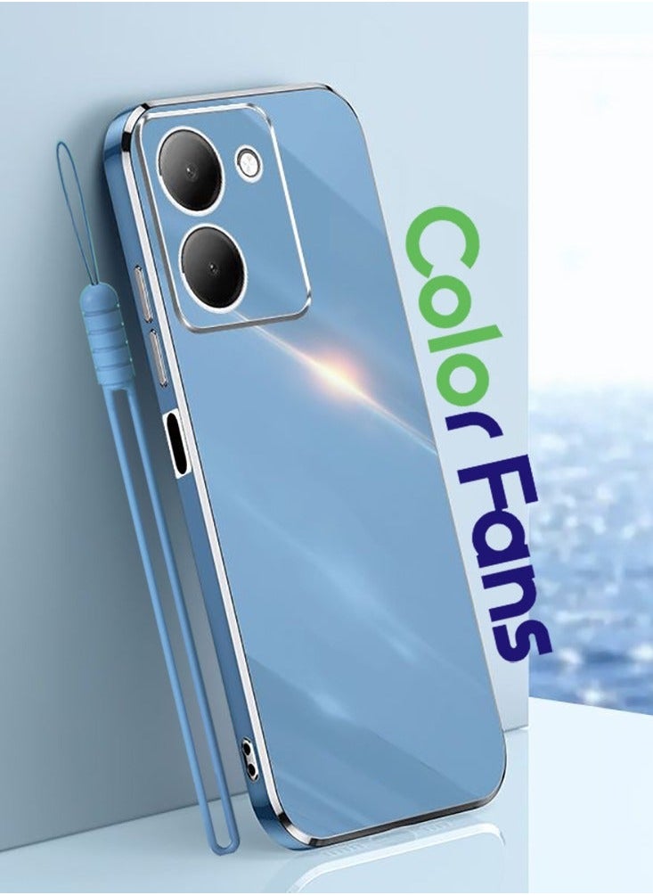 Color Fans For Vivo Y27 5G 5G Case Glossy Electroplating TPU Protective Cover Gold-Blue  - Image 1
