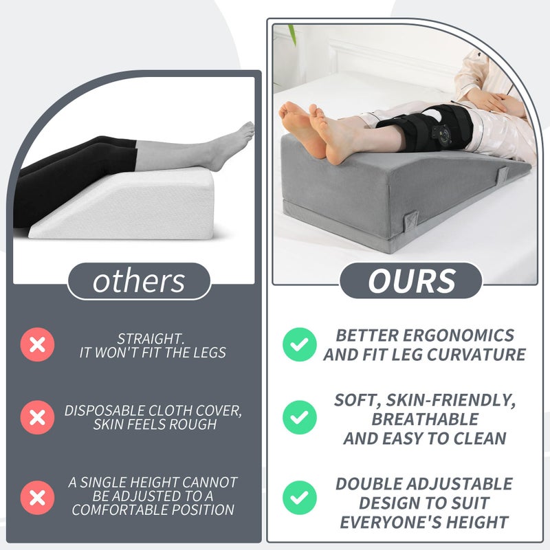 ROYALAY Leg Elevation Pillows for After Surgery, Adjustable Height Knee Surgery Recovery Equipment, Knee Replacement Recovery Aids for Hip Ankle Pain Relief Patent Pending, Double Leg - Image 5