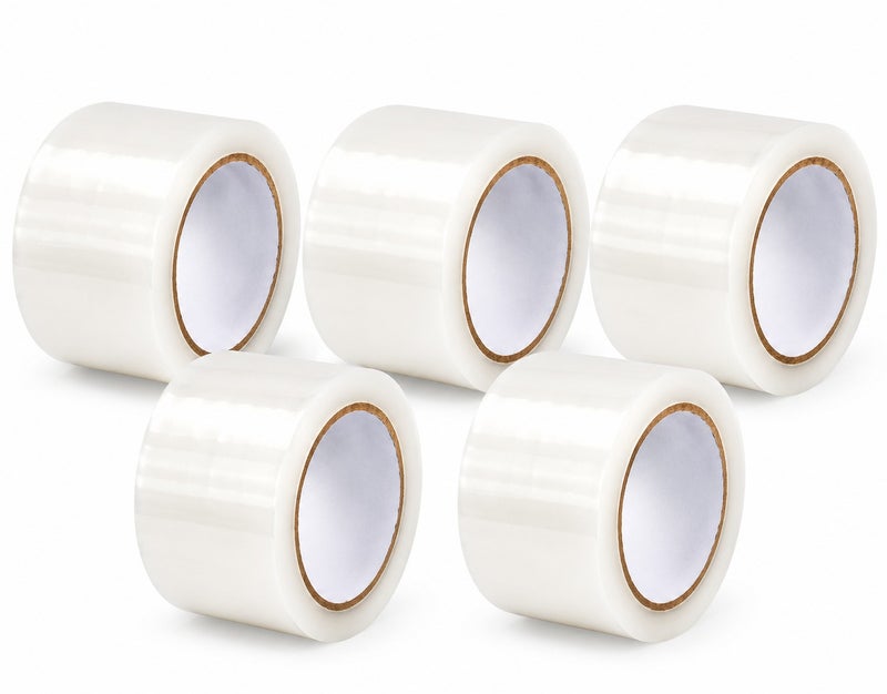 HarabiMed Clear Packing Tape 70 Yards 5 Roll 48mm Strong Transparent Adhesive Sealing Tape for Carton Boxes & Shipping. White - Image 1