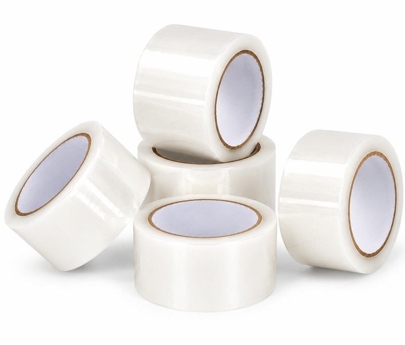 HarabiMed Clear Packing Tape 70 Yards 5 Roll 48mm Strong Transparent Adhesive Sealing Tape for Carton Boxes & Shipping. White - Image 4
