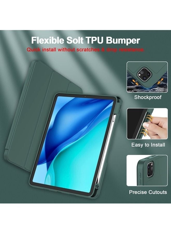 New iPad Pro 12.9 Inch Case 2022/2021/2020 6th/5th/4th Gen with Pencil Holder Smart iPad Case Support Touch ID and Auto Wake/Sleep with Auto 2nd Gen Pencil Charging Midnight Green - Image 5