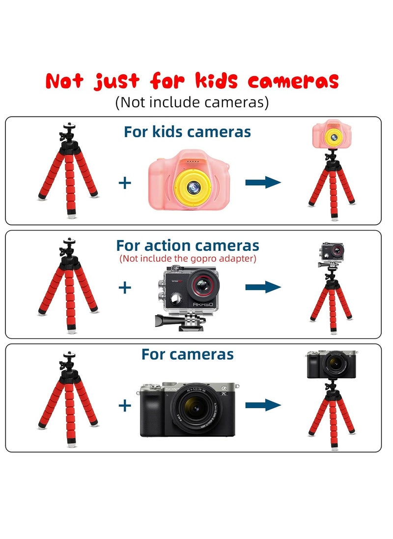 Rubik - Mini Flexible Sponge Tripod Stand Mount with Bluetooth Remote For Mobile Phone Smartphone Action Camera Tripod (Red) - Image 1