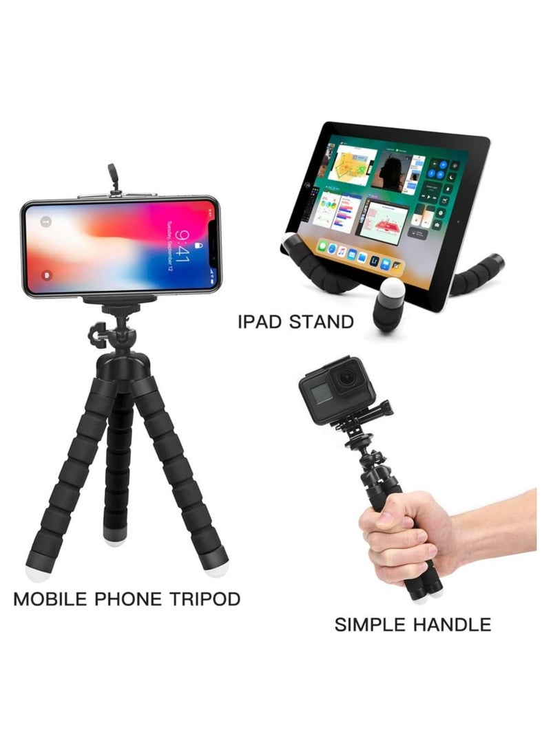 Rubik - Mini Flexible Sponge Tripod Stand Mount with Bluetooth Remote For Mobile Phone Smartphone Action Camera Tripod (Red) - Image 1