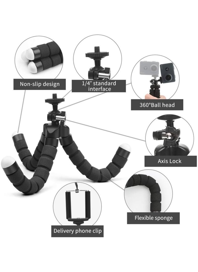 Rubik - Mini Flexible Sponge Tripod Stand Mount with Bluetooth Remote For Mobile Phone Smartphone Action Camera Tripod (Red) - Image 1