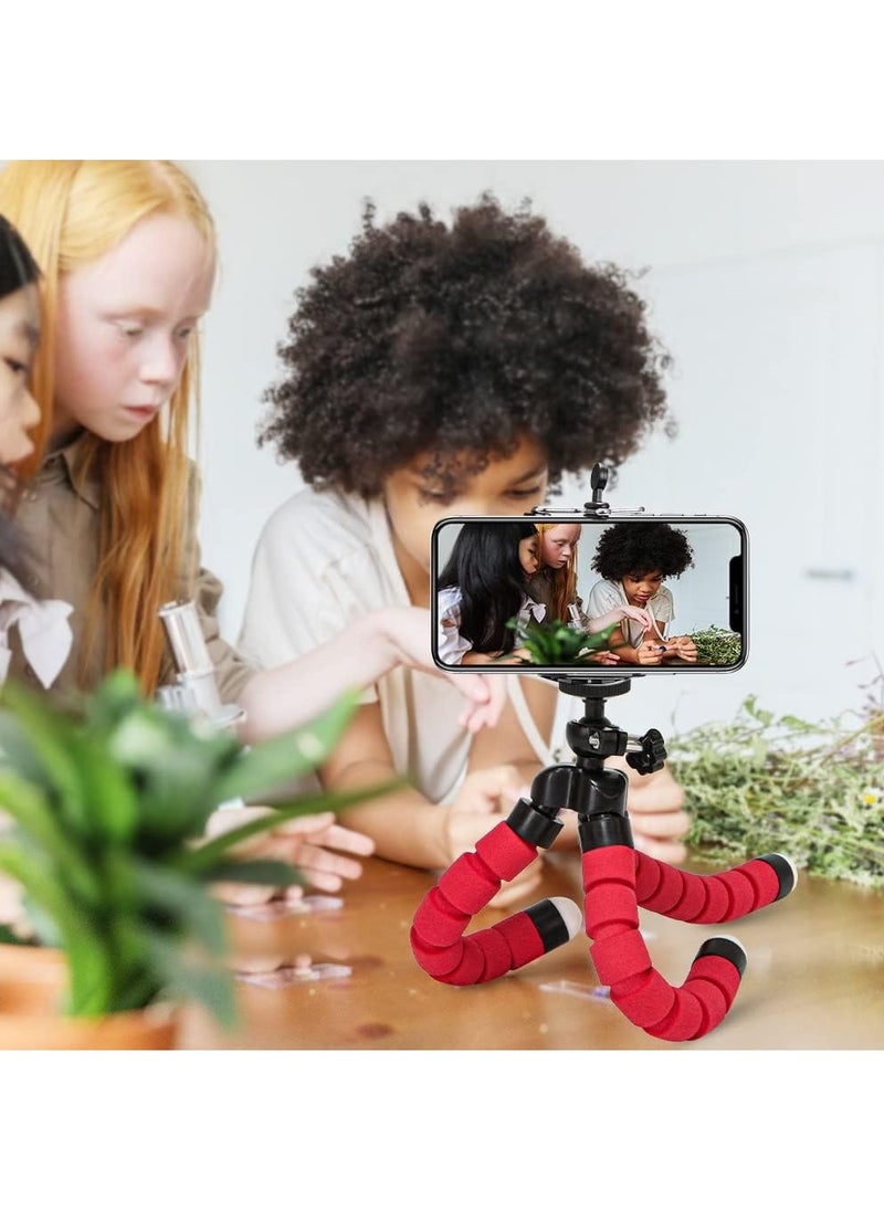 Rubik - Mini Flexible Sponge Tripod Stand Mount with Bluetooth Remote For Mobile Phone Smartphone Action Camera Tripod (Red) - Image 1