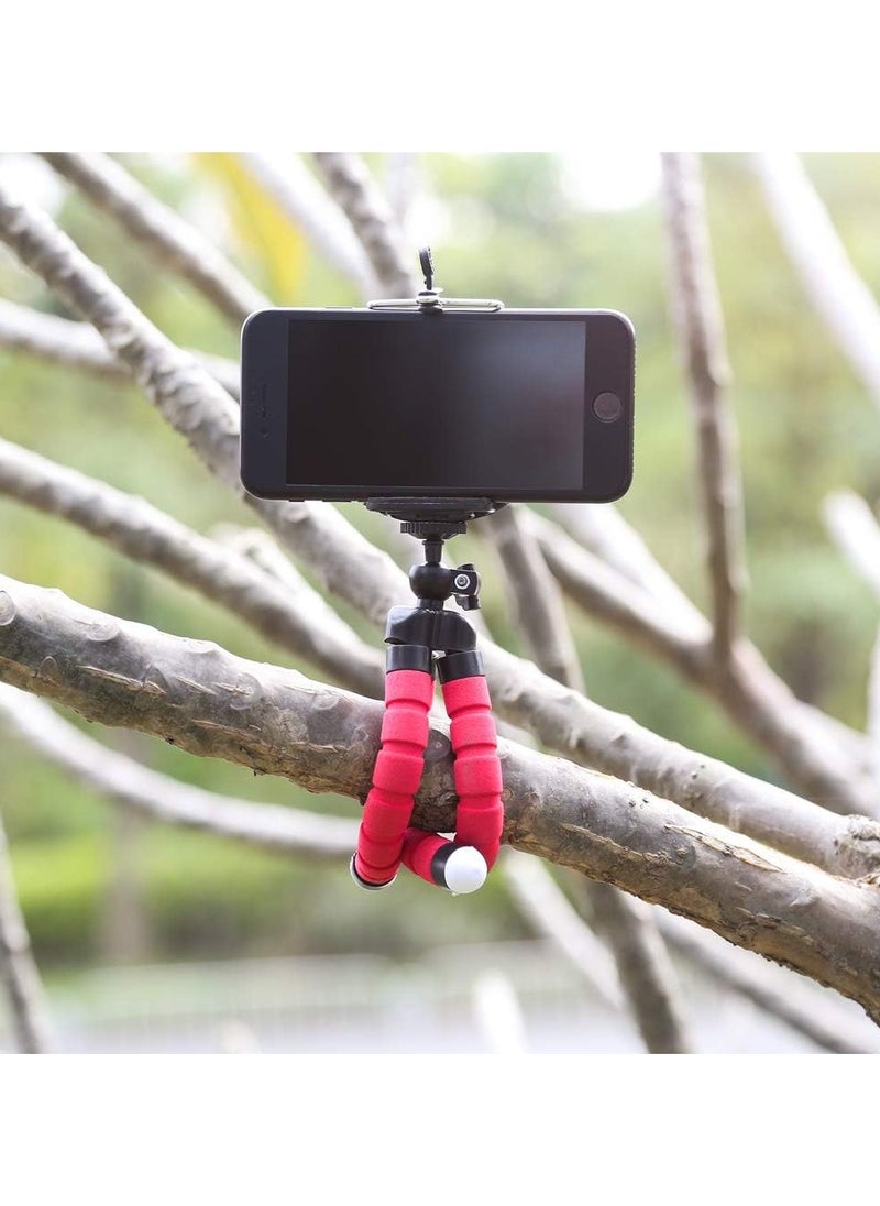 Rubik - Mini Flexible Sponge Tripod Stand Mount with Bluetooth Remote For Mobile Phone Smartphone Action Camera Tripod (Red) - Image 1