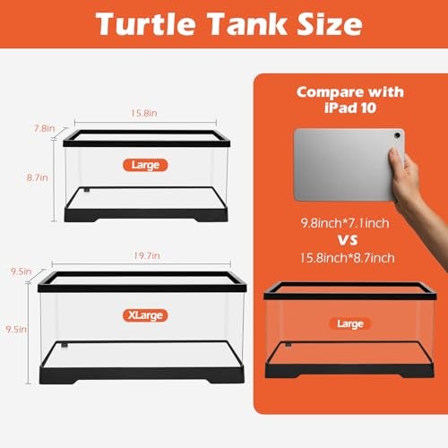 AZV All In One Turtle Tank KitPC Large AquariumRed Eared Slider Aquatic for Baby TortoiseFishes and AmphibiansInclude Basking Platform1Filter1Filter Plates2Plants2UVB Lamp1Bulb1Stone1 - Image 3