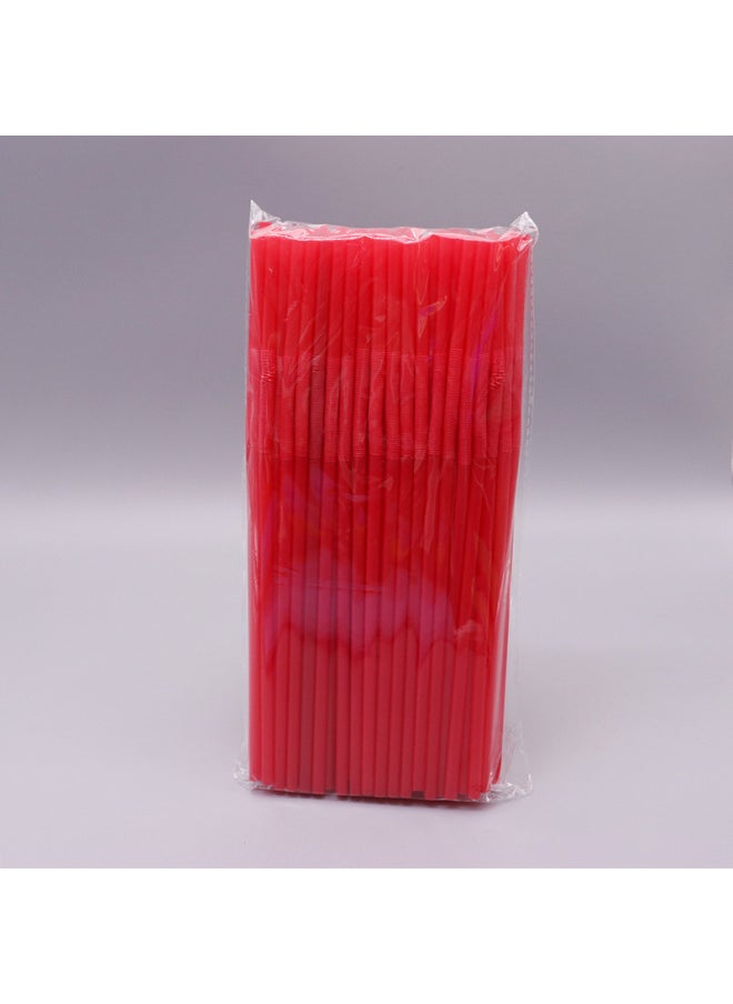 Generic - Spot Disposable Plastic Tube Double Child Art Straw Modeling Creative Color Elbow Handmade Beverage DIY-Color:Red 100 ]-Specifications:Caliber 6mm Length 26cm - Image 1