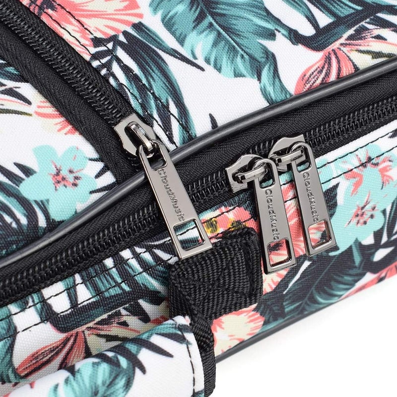 CLOUDMUSIC Ukulele Case Gig Bag Padded Backpack For Soprano 21" Inch(Soprano, Hawaii Hibiscus and Palm In White) - Image 4