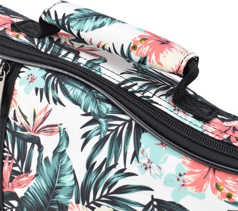 CLOUDMUSIC Ukulele Case Gig Bag Padded Backpack For Soprano 21" Inch(Soprano, Hawaii Hibiscus and Palm In White) - Image 3